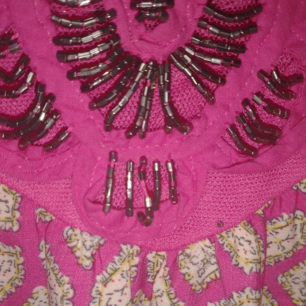 Women's Francesca pink beaded printed dress - Picture 6 of 10